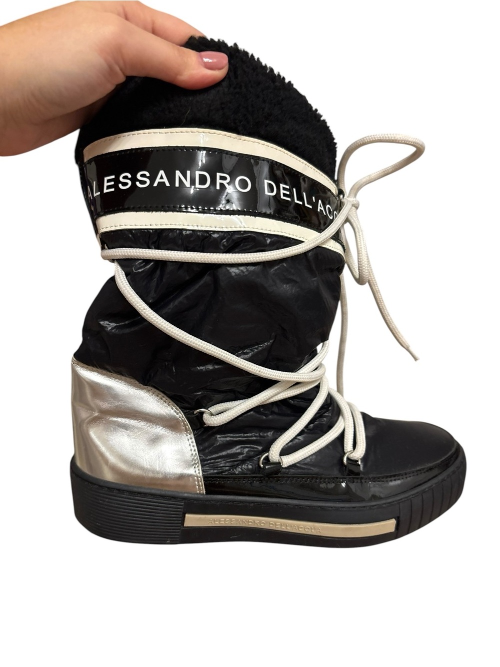 Alessandro Dell’Acqua Y2K Black & Silver Winter Snow Boots - Picture 9 of 12